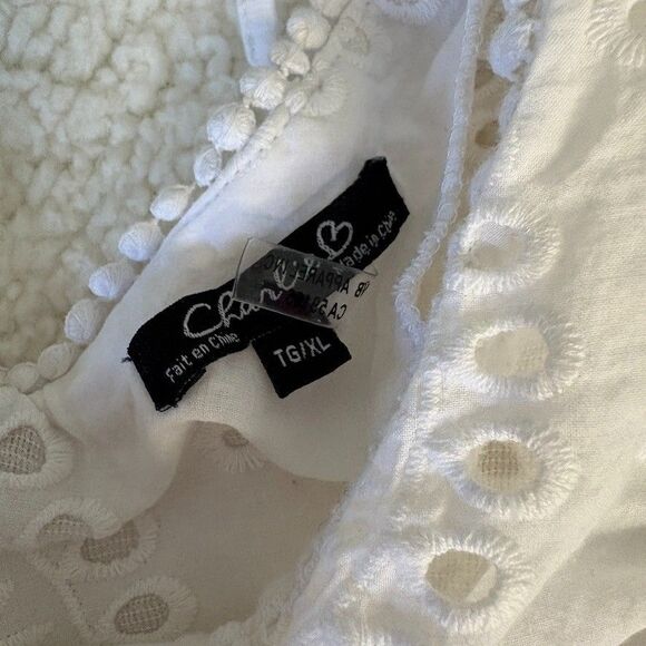 Charlie B Eyelet Peplum Top Women's‎ XL White Babydoll Peasant Cotton lace Boho - Picture 5 of 12